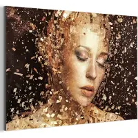 MuchoWow Aluminium schilderij 120x80 cm - Wanddecoratie metaal - Vrouw - Abstract - Kunst - Metalen muurdecoratie woonkamer - Decoratie industrieel - Foto op dibond - Industriële accessoires slaapkamer