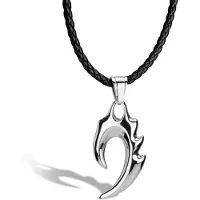 SERASAR Lederen Halsband Man [Flame] - Zilver 60cm - Premium Sieraden