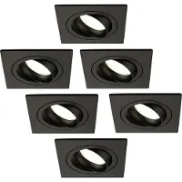 LEDVION - 6X LED Inbouwspot Sevilla - Dimbaar - 3W - 4000K - Ø92 mm - Zwart
