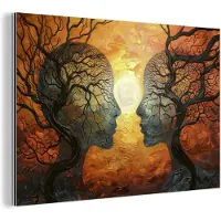 MuchoWow Aluminium schilderij 30x20 cm - Wanddecoratie metaal - Bomen - Gezichten - Zon - Kunst - Metalen muurdecoratie woonkamer - Decoratie industrieel - Foto op dibond - Industriële accessoires slaapkamer