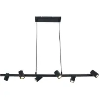 Olucia - CARLOS - Hanglamp - Zwart - 6L - Vorm: Rechthoek