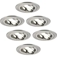 LEDVION - 6X LED Inbouwspot Tokyo - RVS - Dimbaar - 3W - 4000K - Ø92 mm
