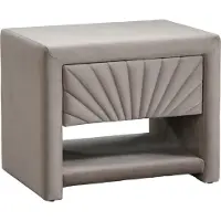 Vente-unique Set van 2 nachtkastjes - 1 lade en 1 nis - Fluweel - Beige - ULAMI