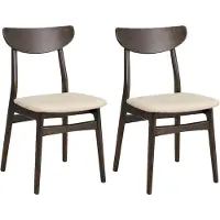 Rowico Home Rodham houten eetkamerstoel donker eiken gestoffeerde zitting set van 2