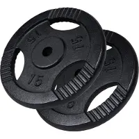 Gorilla Sports Voordeelbundel 30 kg (2 x 15 kg) Halterschijven Gripper Gietijzer zwart - 30 mm