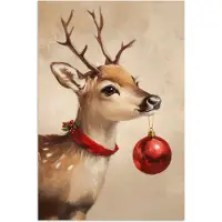 PosterMonkey Poster 40x60 cm - Kerst - Hert - Gewei - Kerstbal - Rendier - Posters - Kamer decoratie - Wanddecoratie woonkamer - Muurdecoratie slaapkamer - Kerstversiering - Kerstdecoratie voor binnen - Kerstmis