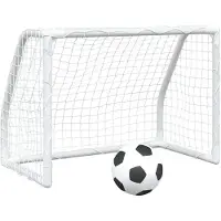 vidaXL Kindervoetbaldoelen 2 st met bal 64x35x48 cm metaal wit