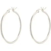 Behave - Oorringen - 925 Sterling Zilver - Ronde buis - 30 mm - hefboomsluiting