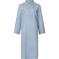 Lunatex - klassiek dames nachthemd 643778 met knoopsluiting - warm flanel - blauw - maat S