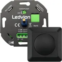 LEDVION - LED Dimmer 5-150W - Incl. Zwarte Afdekplaat - Universeel