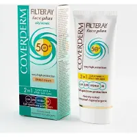Coverderm Filteray Face Plus Getint / Getinte 2in1 zonnecrème voor de vette, acnegevoelige huid Licht Beige SPF 50+ 50 ml