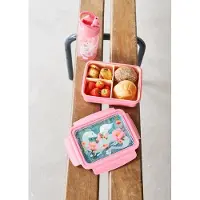 Petit Monkey BEAU by Bo Back to School set - Bentobox + Drinkfles Fairytale Dragon - Pearl Stars/Peony Pink