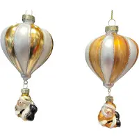 Daan Kromhout 2 Kerstballen ornament luchtballon goud