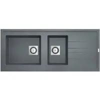 Van Marcke GO Inbouw spoelbak uitstortgootsteen molto 117x50 cm polyester grijs