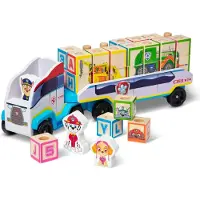 Melissa & Doug Houten Blokken Vrachtwagen met Alfabet en Cijfers - Speelgoed voor Peuters