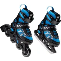 Zandstra 2-in-1 Schaats/Skate Combo Junior (verstelbaar) Blauw - Zwart - Zilver 29-32