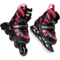 Zandstra 2-in-1 Schaats/Skate Combo Junior (verstelbaar) Roze - Zwart - Zilver 33-36