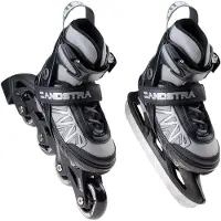 Zandstra 2-in-1 Schaats/Skate Combo Junior (verstelbaar) Grijs - Zwart - Zilver 33-36