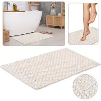 Sarcia.eu Wit en crème gevlochten badkamermat/mat 50x80 cm - COOL Pluche Microvezel, HOOG Gramgewicht