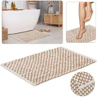 Sarcia.eu Wit en bruin Gevlochten Badkamermat/Mat 50x80 cm - COOL Pluche Microvezel, HOOG Gramgewicht