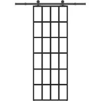 vidaXL - Schuifdeur - met - beslag - 76x205 - cm - ESG-glas - en - aluminium
