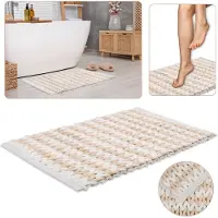 Sarcia.eu Crèmewitte Gevlochten Badkamermat/mat 50x80 cm - absorberende pluche microvezel, hoog gramsgewicht