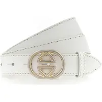 Vanzetti Leren Riem Leather Buckel Belt W110 White Wit
