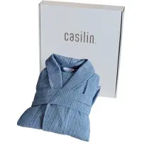 Casilin Kos Sauna Badjas in Geschenkdoos - Dames en Heren - Wafel 100% katoen - Maat M - Jeansblauw