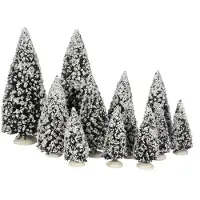 Luville Kerstdorp Miniatuur Evergreen Bomen - 12 Stuks