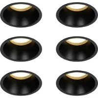 QAZQA Set van 6 zwarte inbouwspots GU10 70mm IP44 - Dept