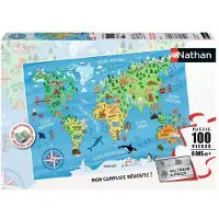 Nathan Wereldkaart van monumenten Puzzel 100 stukjes