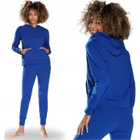 DKaren | Seattle | katoenen trainingspak | hoogwaardig huispak gemaakt in Europa | Lange Mouw Lange Broek | blauw | slim fit | S