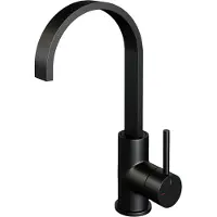Brauer Wastafelmengkraan black edition coldstart opbouw hoog plat gebogen ronde hendel mat zwart