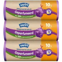 Swirl 3x Pedaalemmerzakken Geparfumeerd Vanille & Lavendel Met Trekband 10 Liter 14 Stuks