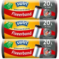 Swirl 3x Pedaalemmerzakken met Fixeerband 20 liter 15 stuks
