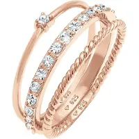 Elli - Elli Ringen Dames Stapelringen Elegante Feestelijke Gelaagde Look met kristallen in 925 Sterling Zilver