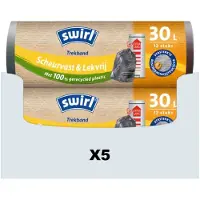 Swirl Vuilniszakken met trekband 30 liter | Scheurvast & Lekvrij | 7 rollen van 12 stuks |