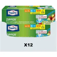 Toppits 12x Zipper Multi-Functionele Zakken 1 liter 12 stuks