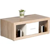 Emob Salontafel Brekalo 115cm met 2 lades - eik/wit