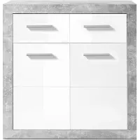 Emob Commode Inga 82 cm met 2 deuren & 2 lades - beton/wit
