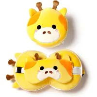 Relaxeazzz Reis set - Giraffe knuffel / reiskussen / slaapmasker - voor kinderen - in vliegtuig of auto
