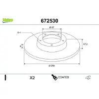 Valeo 672530 Remschijf