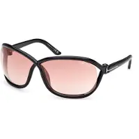 Tom Ford Mirror Velvet Lens Glanzende Zwarte Zonnebril