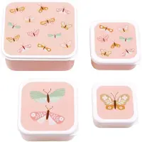 A Little Lovely Company Broodtrommel Set - 4 stk - Vlinderdassen - - OneSize - Broodtrommels
