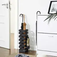 Songmics Metalen Vierkante Paraplubak met Haken en Dienblad, 15,5x15,5x49cm, Zwart