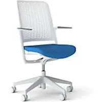 Nowy Styl WithMe bureaustoel, met armleuningen, auto-synchroon mechanisme, vlakke zitting, geperforeerde kunststof rugleuning, afneembare bekleding, lichtgrijs/lichtblauw