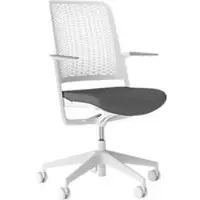 Nowy Styl WithMe bureaustoel, met armleuningen, auto-synchroon mechanisme, vlakke zitting, geperforeerde kunststof rugleuning, afneembare bekleding, lichtgrijs/zwart