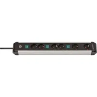 Brennenstuhl Premium-ALU-Line 6-voudig zwart *EN* 3m H05VV-F3G1,5 3x2voudig schakelbaar