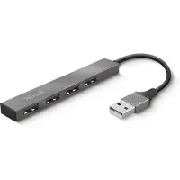Trust USB-Hubs, Schnittstellen-Verteiler 23786 USB-hub 4 poorten USB-A USB 2.0 480 MBit/s Met aluminium behuizing