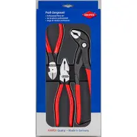 Knipex Koffer 3 tang - Cobra 250mm, kniptang 160mm, universele tang 180mm - Rood